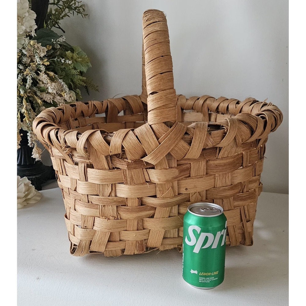 Vtg XL Huge Split Oak GATHERING BASKET Primitive Appalachian